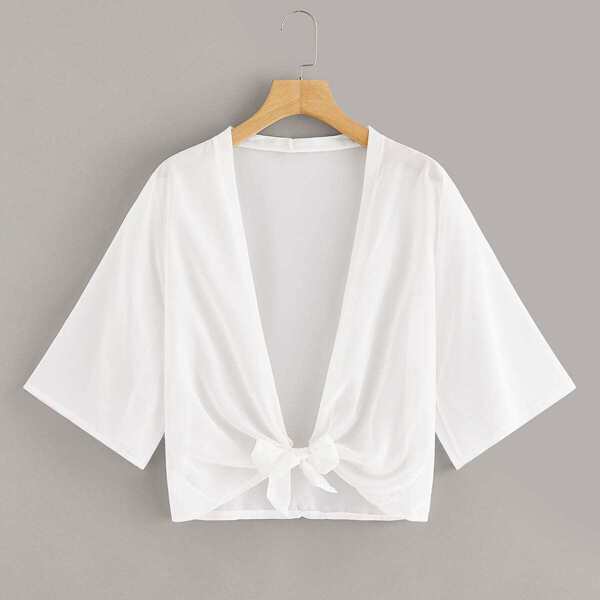 Knot-front Plain Kimono