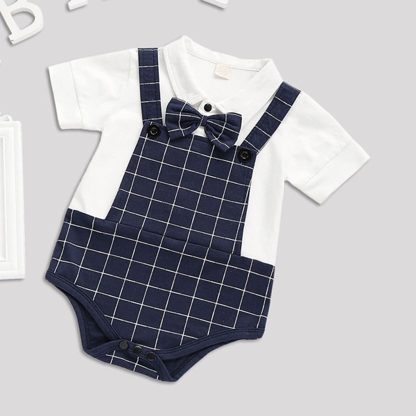 

Baby 2 In 1 Bow Tie Plaid Jumpsuit, Multicolor