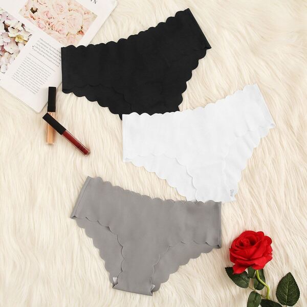 

Scalloped Trim Panty Set 3pack, Multicolor