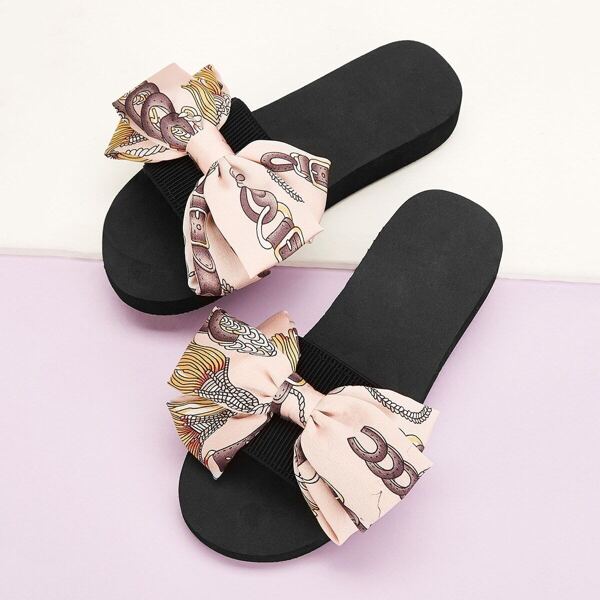 

Bow Decor Open Toe Slippers