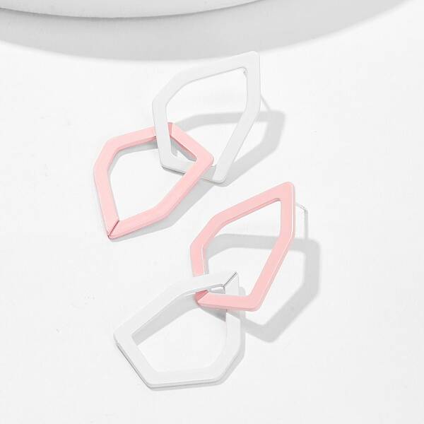 

Open Geometric Link Drop Earrings 1pair, Multicolor