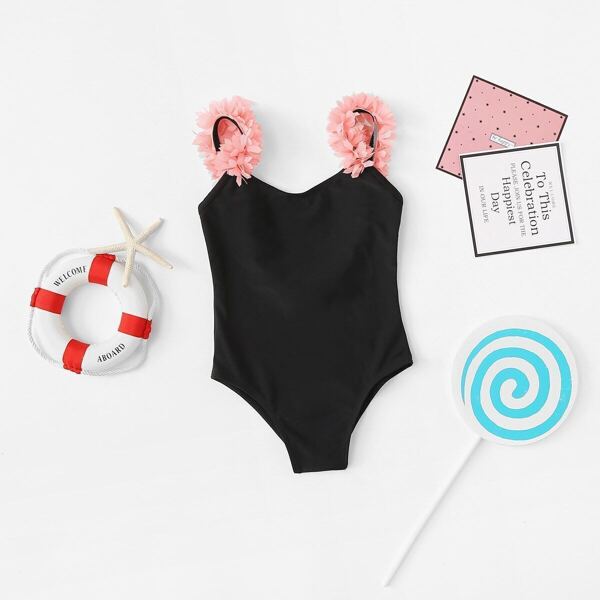 

Toddler Girls Appliques Low Back One Piece Swim