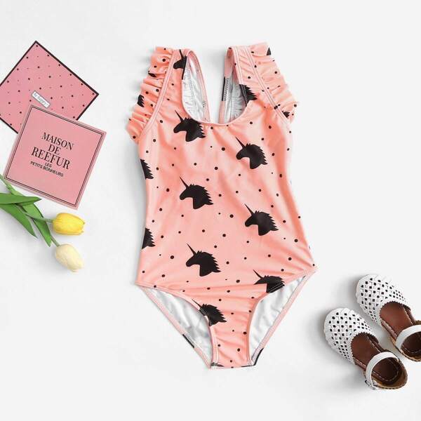 

Toddler Girls Random Unicorn Print One Piece Swim