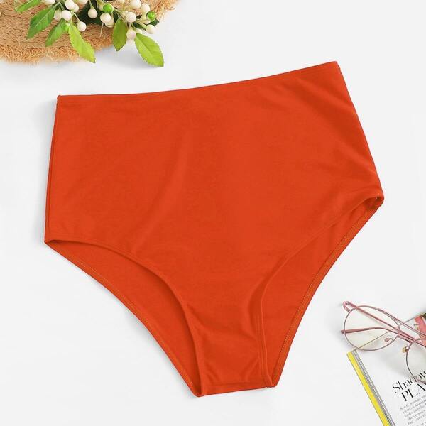 

Solid High Waist Swimming Panty, Orange bright