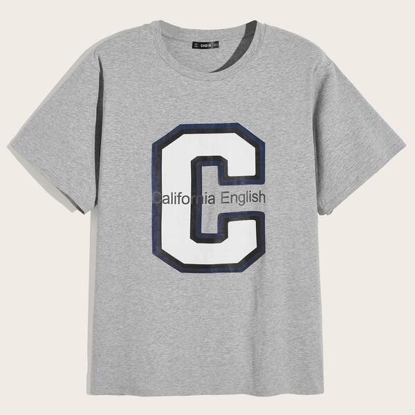 

Men Letter Print Heather Grey Tee