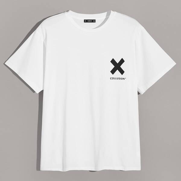 

Men Letter Print Short Sleeve Tee
