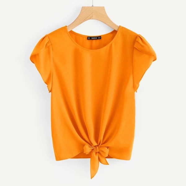 

Petal Sleeve Knot Front Top
