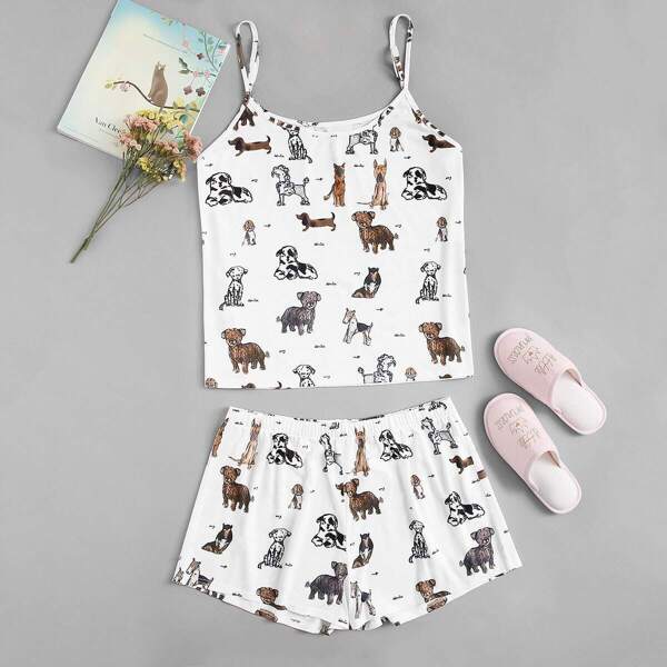 

Plus Dog Print Cami Pajama Set