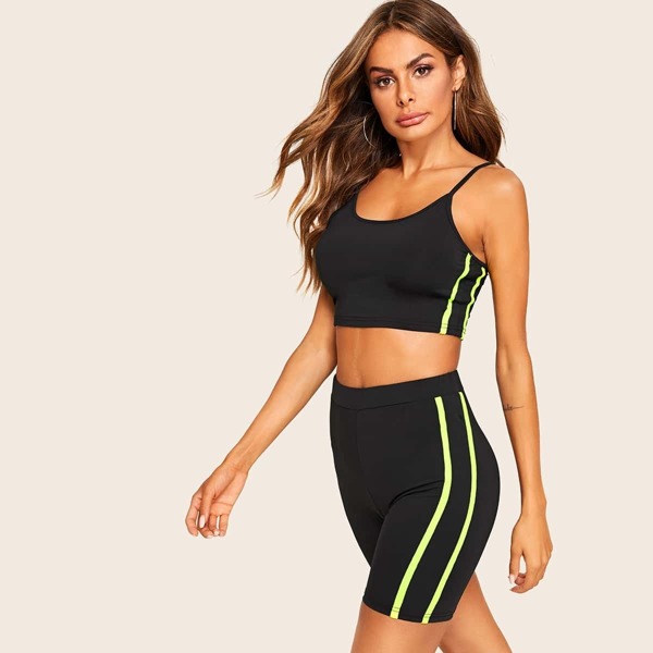 

Side Stripe Cami Top With Biker Shorts