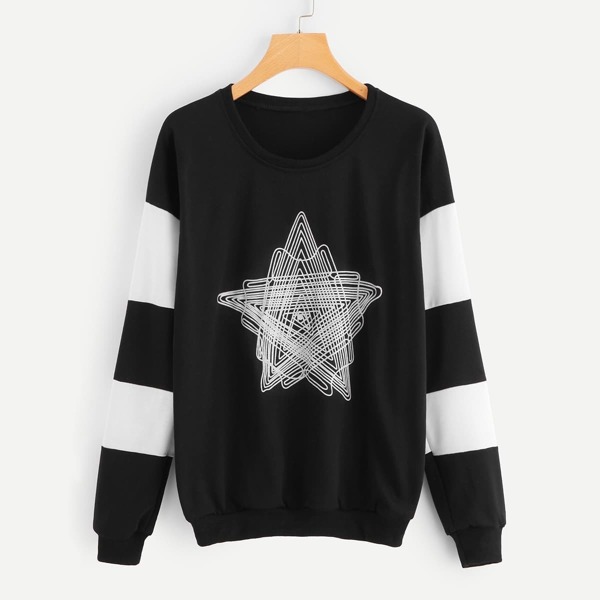 

Cut And Sew Abstract Print Sweatshirt