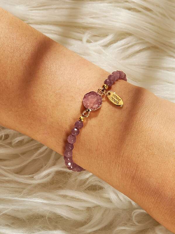

Stone Detail Beaded Bracelet 1pc, Pink