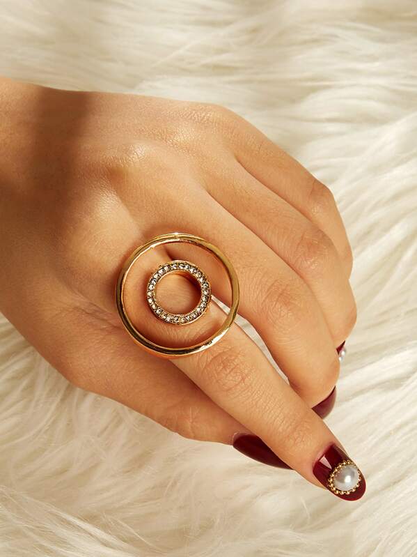 

Double Circle Design Ring 1pc, Gold