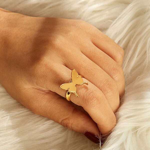 

Metal Butterfly Decor Ring 1pc, Gold