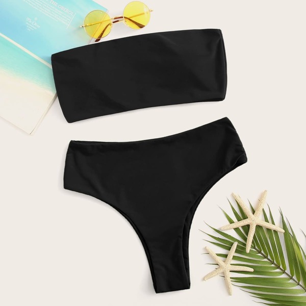 

Bandeau Top With High Waist Bikini Set