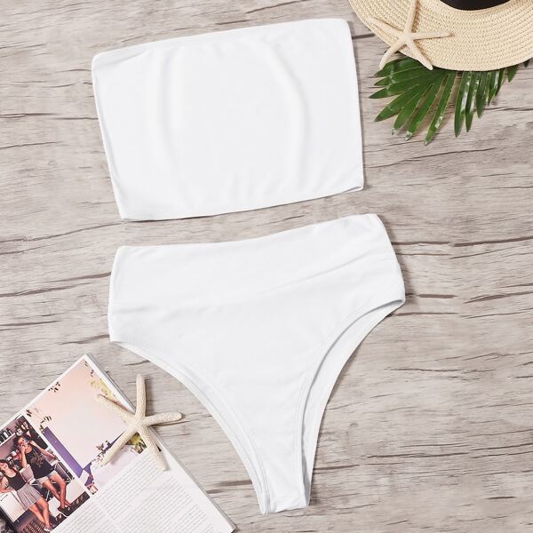 

Bandeau With High Waist Bikini Set