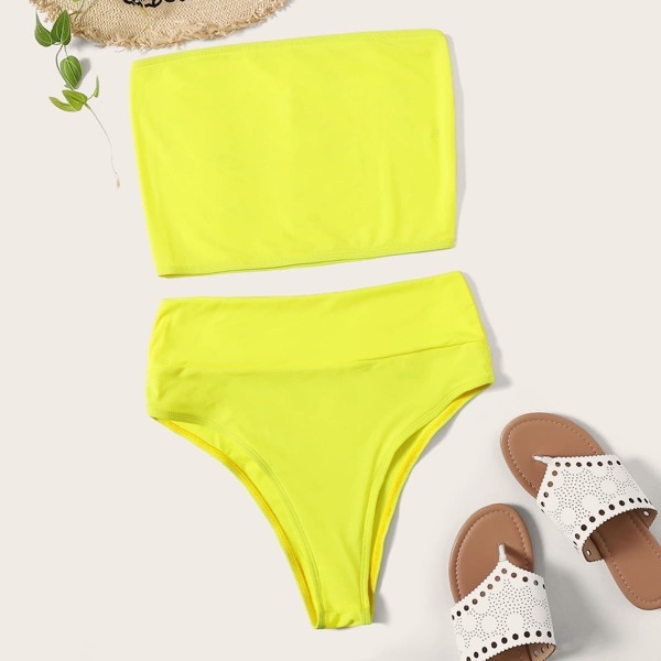 

Bandeau With High Waist Bikini Set