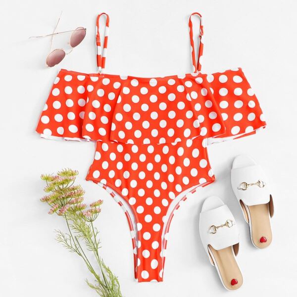 

Plus Polka Dot Flounce One Piece Swimsuit