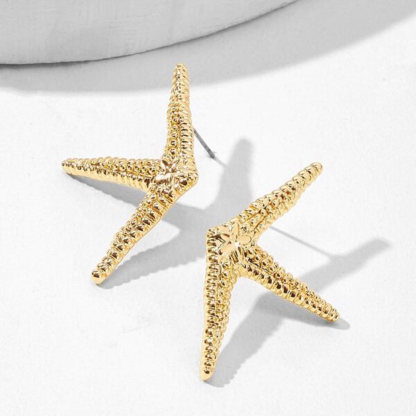 

Seastar Shaped Stud Earrings 1pair, Gold