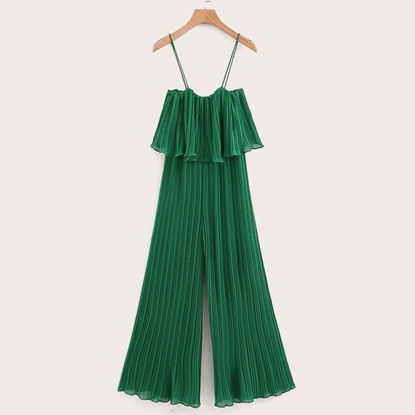 

Ruffle Trim Pleated Cami Chiffon Jumpsuit
