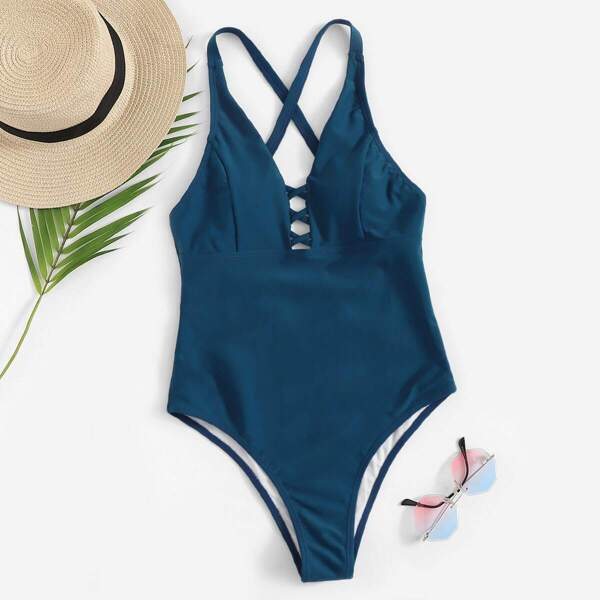 

Criss Cross Ladder Cut-out One Piece Swimsuit