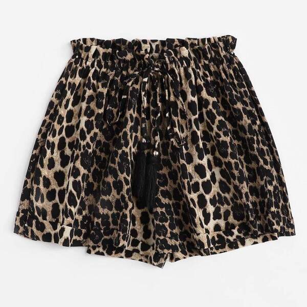 

Plus Cheetah Print Drawstring Shorts, Multicolor
