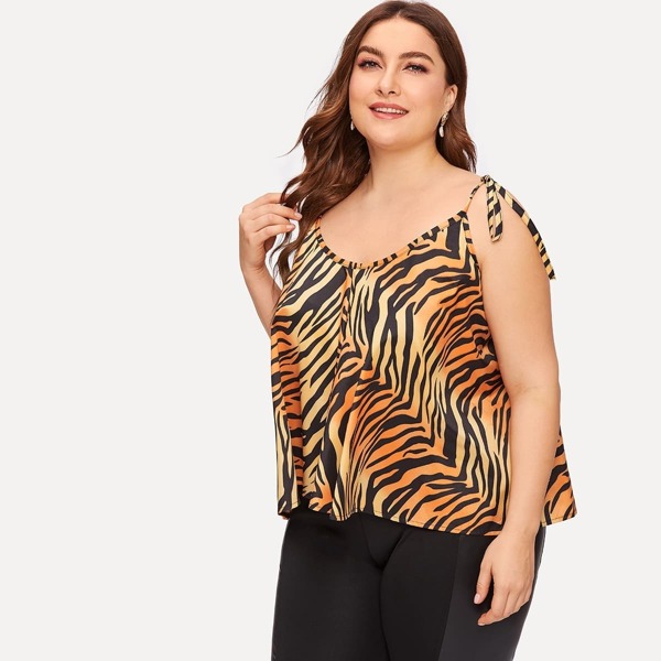 

Plus Tiger Print Knot Cami Top