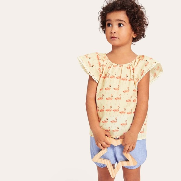 

Toddle Girls Flamingo Print Tee & Elastic Hem Shorts Set, Multicolor