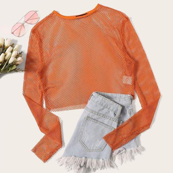 

Sheer Fishnet Crop Top