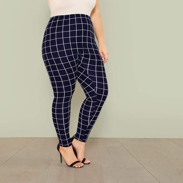 

Plus High Waist Grid Leggings