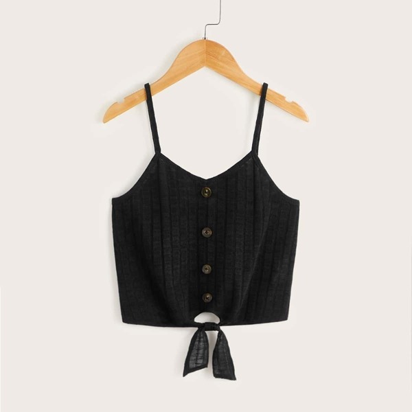 

Girls Button Up Tie Waist Cami Top