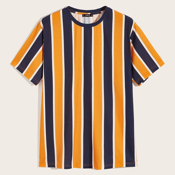 

Men Striped Round Neck Tee, Multicolor