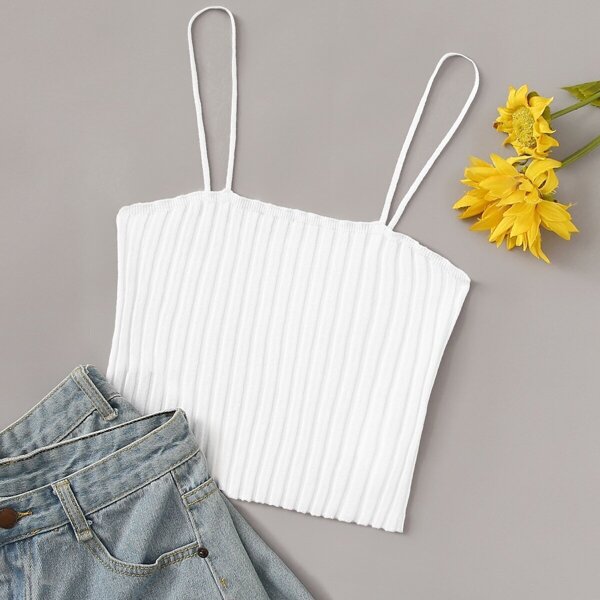 

Solid Rib-knit Cami Top