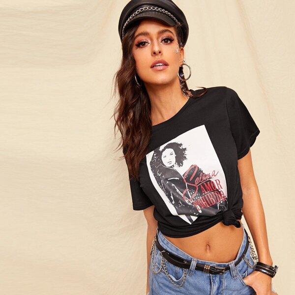 

Figure & Letter Print Tee