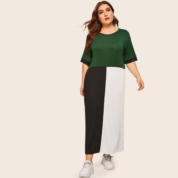 

Plus Contrast Panel Maxi Dress
