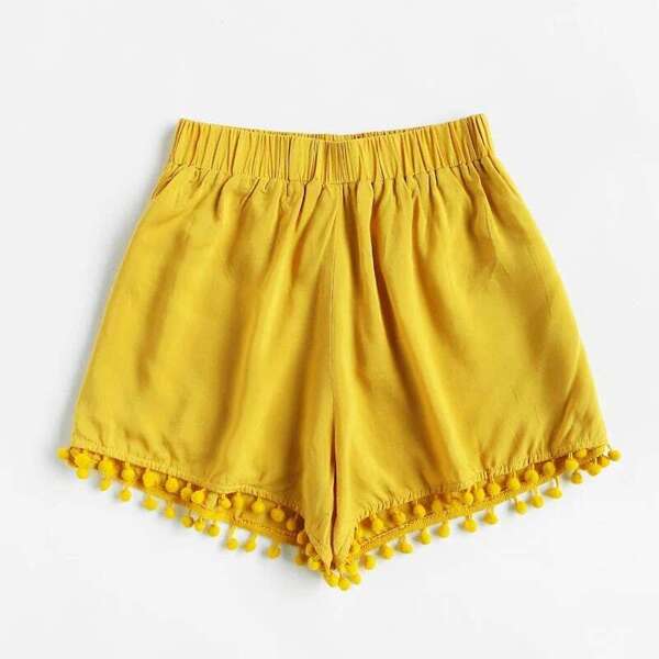 

Plus Pom Pom Solid Shorts