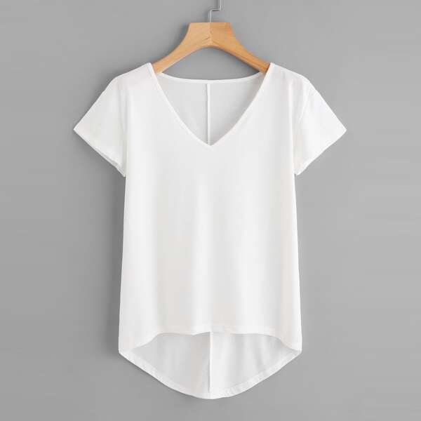

Plus High Low Solid Tee, White