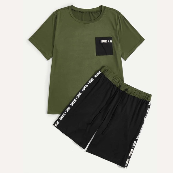 

Men Letter Print Pajama Set