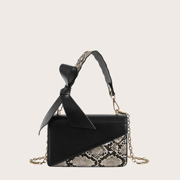 

Snakeskin Detail Satchel Bag, Multicolor