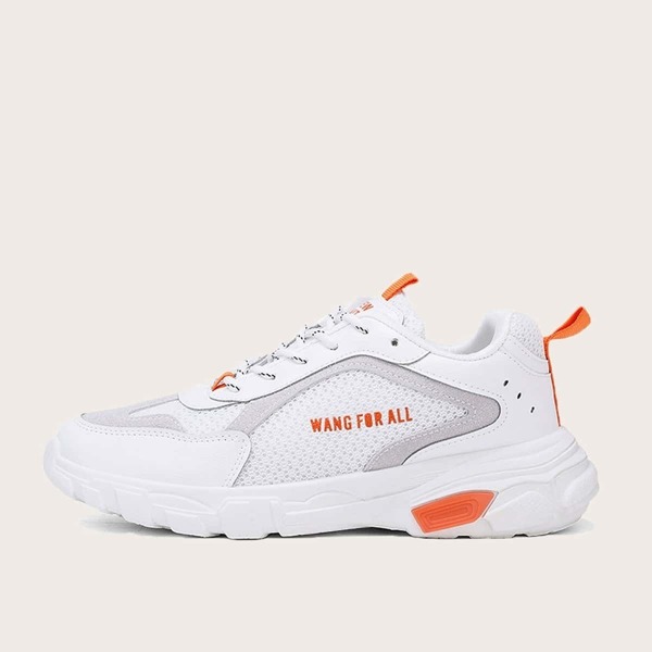 

Men Slogan Print Chunky Sole Trainers, White