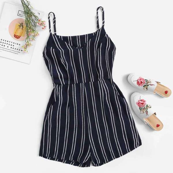 

Striped Cami Playsuit, Navy