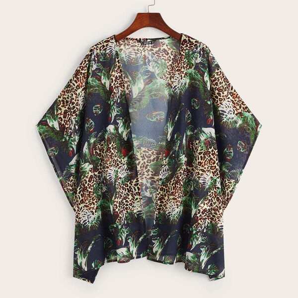 

Leopard & Jungle Leaf Print Kimono