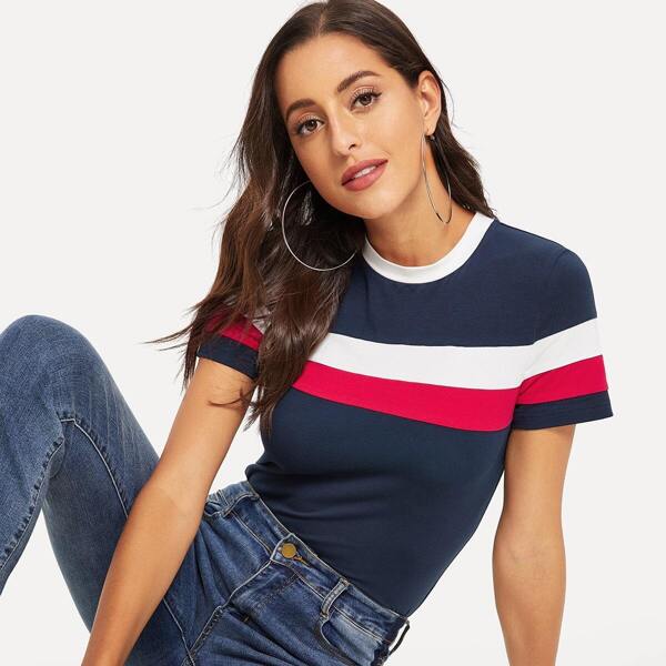 

Colorblock Striped Tee