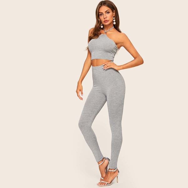 

Halter Neck Crop Top & High Waist Leggings