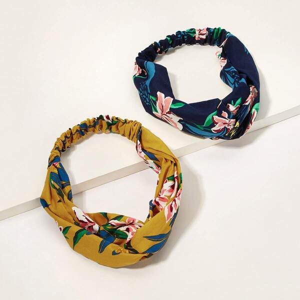 

Floral Twist Elastic Headband 2pack, Multicolor