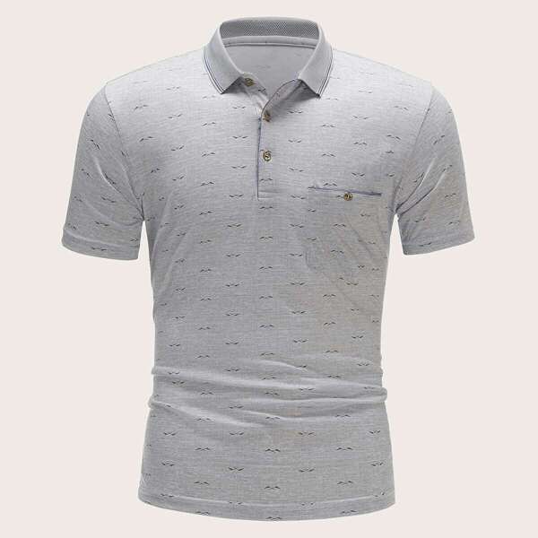 

Men Marled Polo Shirt, Grey