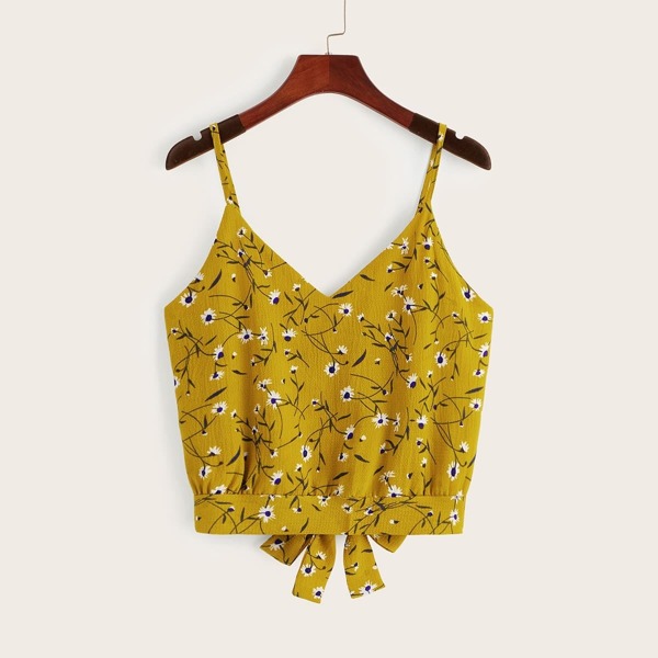 

Ditsy Floral Knot Back Cami Top, Yellow