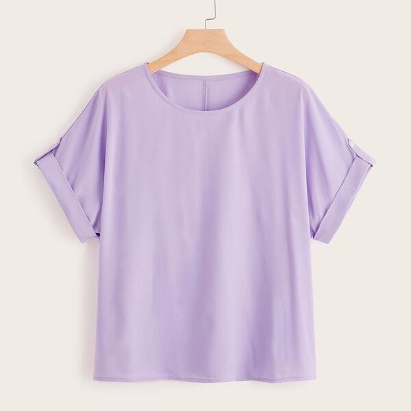 

Plus Roll Up Sleeve Chiffon Blouse