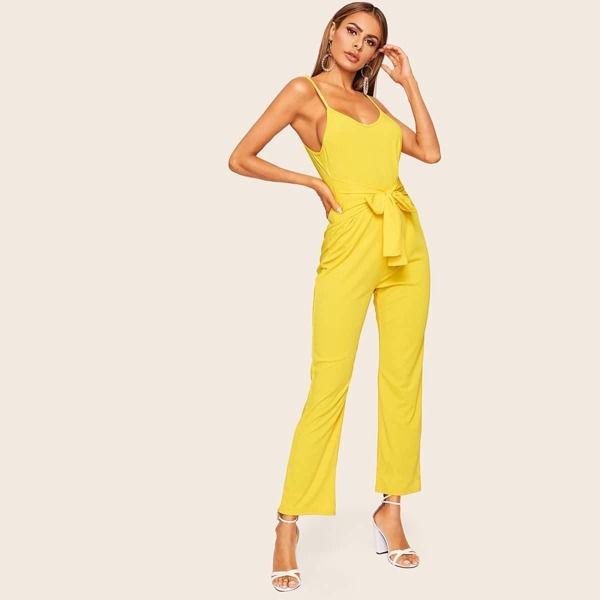 

Tie Front Cami Jumpsuit, Yellow