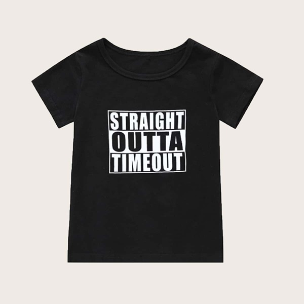 

Toddler Boys Letter Print Tee, Black