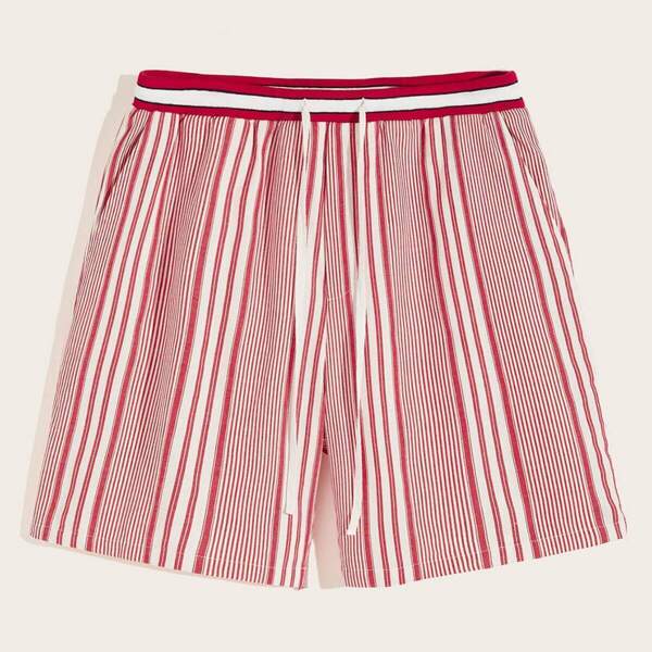 

Men Drawstring Waist Striped Short